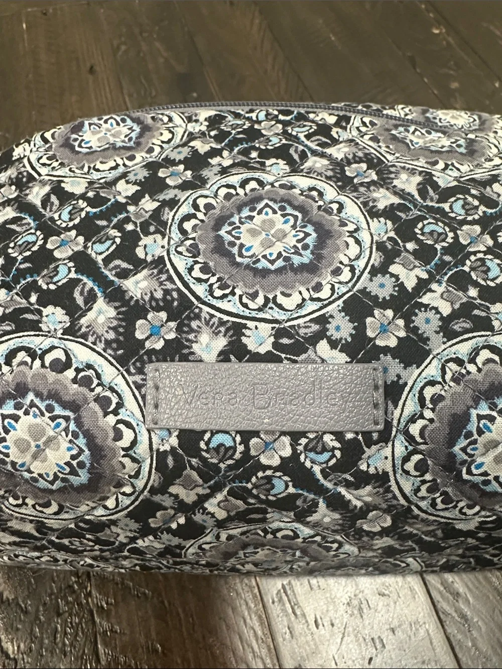 Vera Bradley Quilted Medallion Cosmetic Pouch - Gray Blue Floral